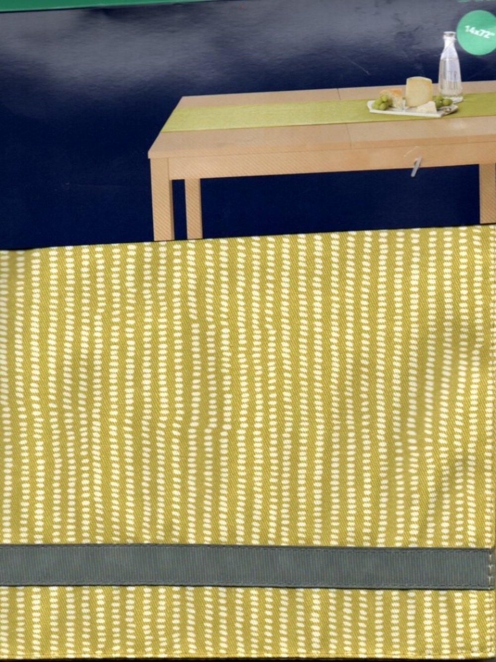 Room Essentials Green White Gray Dot Stripe Ribbon Mod Table Runner 14 x 72" NEW